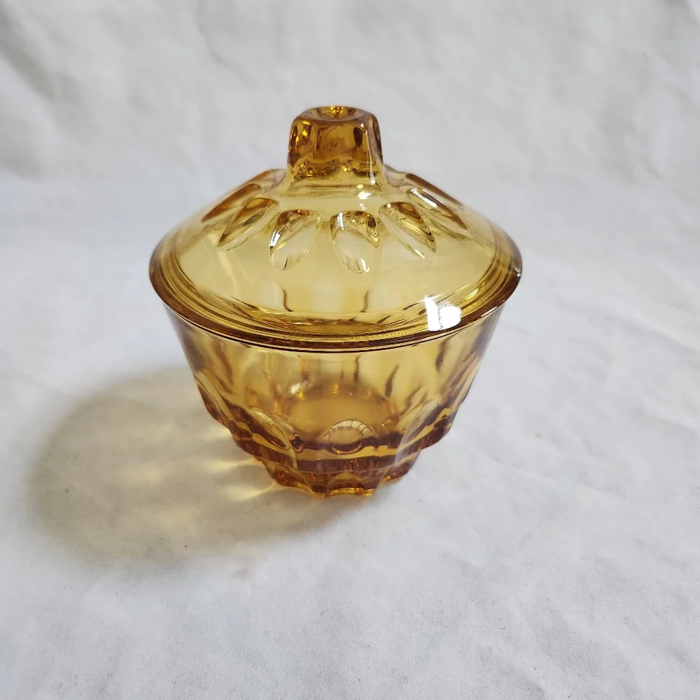 Vintage Amber Yellow Glass Candy Dish